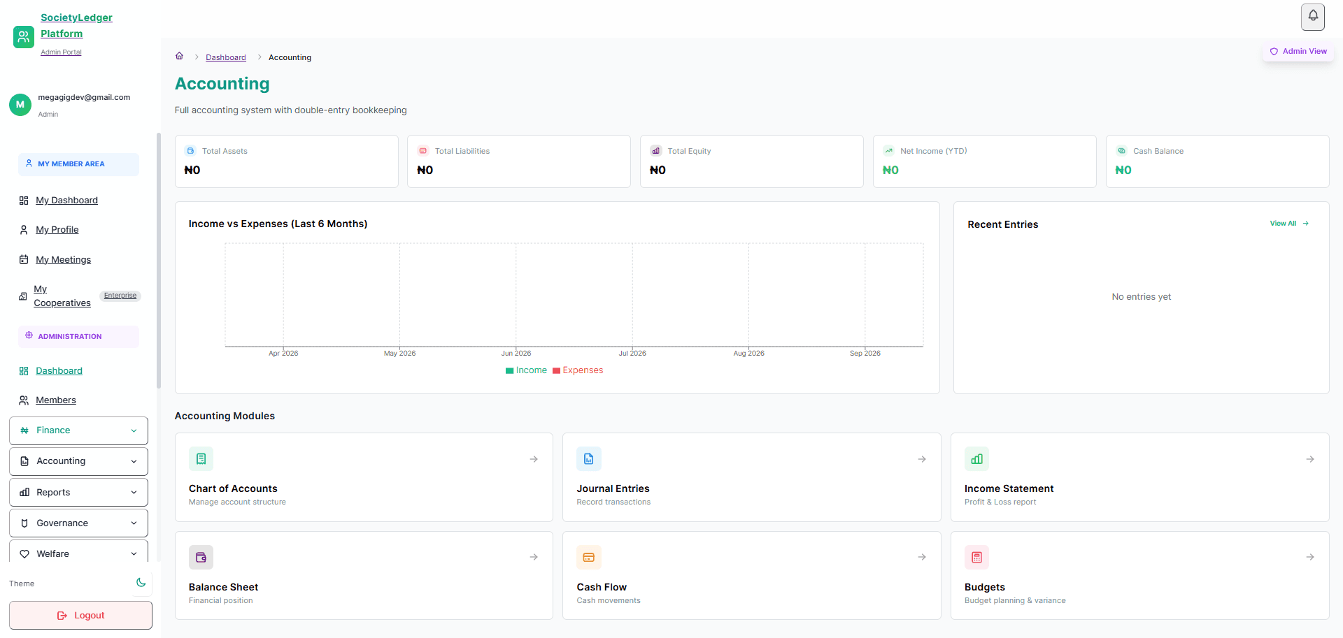 SocietyLedger product screenshot